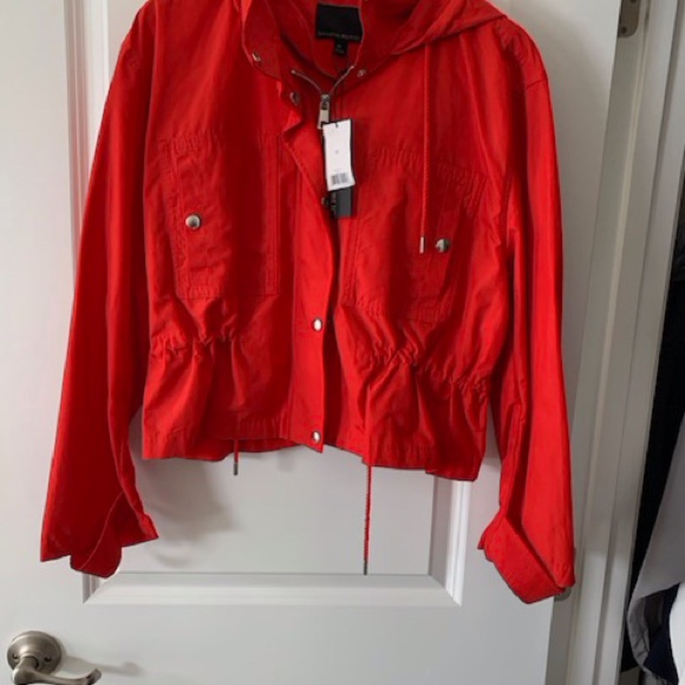 Banana Republic Red Jacket - cropped drawstring hooded - M